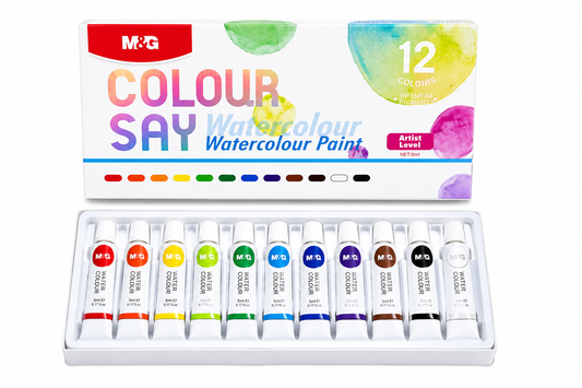 M&G Chenguang Watercolour Paint Set – 12 Vibrant Colors (5ml Tubes) for Artists, Students & Beginners - No: APL976T2