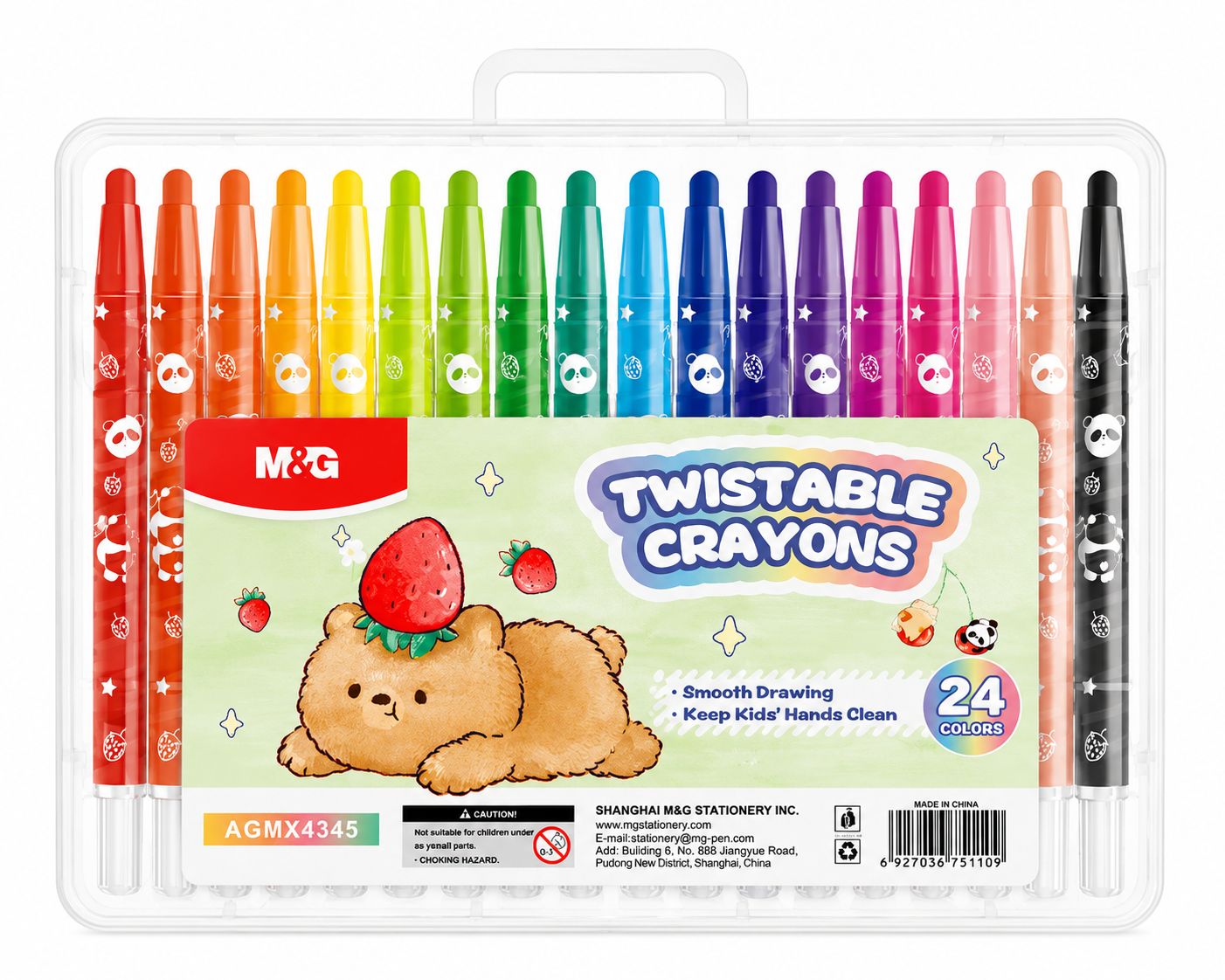 M&G Chenguang Twistable Crayons – 24 Colors Retractable Crayon Set in Storage Case for Kids  - No: AGMX4345