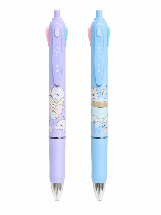 M&G Chenguang 4-Color Ballpoint Pen 0.7mm – Cute Pastel Multi-Color Retractable Pen for School, Office & Journaling - 1pcs - No:ABP803R0