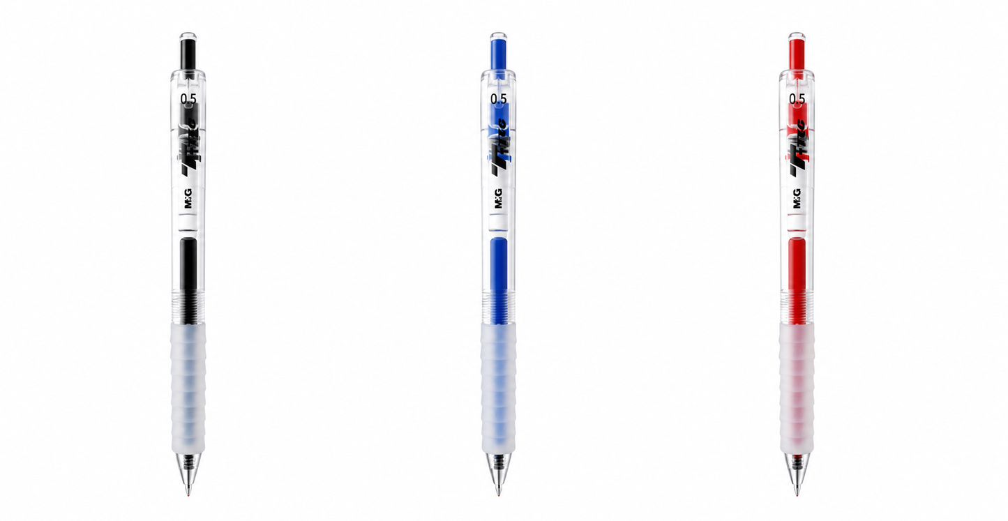 M&G Chenguang T-Tec Retractable Gel Pen Comfort Grip 0.5mm – Fast Dry Blue Ink Pen for Smooth Writing, School Office - 1pcs - No: AGPJ0673