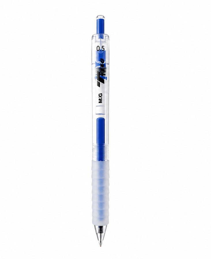 M&G Chenguang T-Tec Retractable Gel Pen Comfort Grip 0.5mm – Fast Dry Blue Ink Pen for Smooth Writing, School Office - 1pcs - No: AGPJ0673