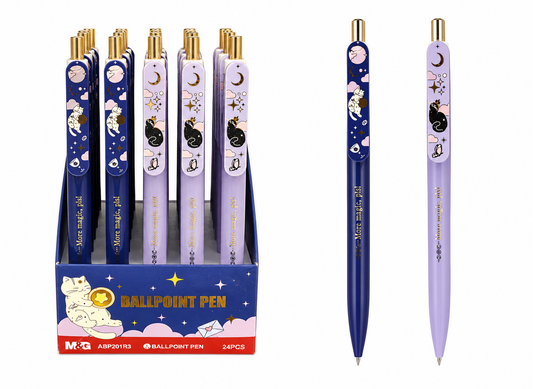 M&G Chenguang Cute Cat Ballpoint Pen, 0.7 mm, Smooth Writing, Kawaii Cartoon Pen for School & Office Assorted Color - Blue Ink - 1pcs - No: ABP201R3