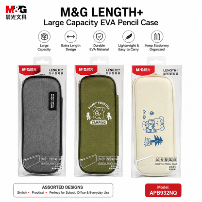 M&G Chenguang Length+ Large Capacity EVA Pencil Case - 1 Zipper Pocket – Assorted Designs - 1pcs - No: APB932NQ