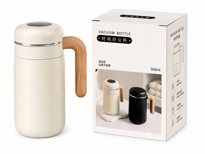 500ml Vacuum Insulated Stainless Steel Coffee Mug with Handle – Leakproof Thermal Travel Mug for Hot & Cold Drinks