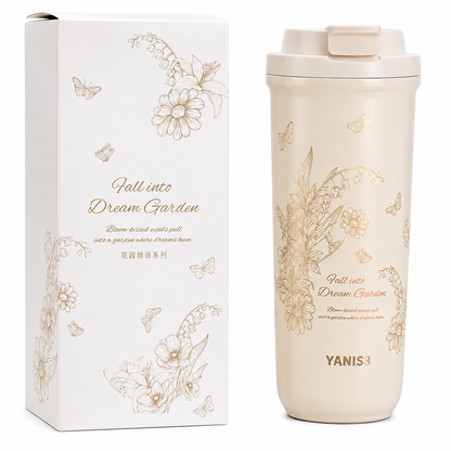 YANIS3 Vacuum Insulated Travel Tumbler – 600ml | Double Wall Stainless Steel Thermal Mug with Flip Lid | Dream Garden Collection