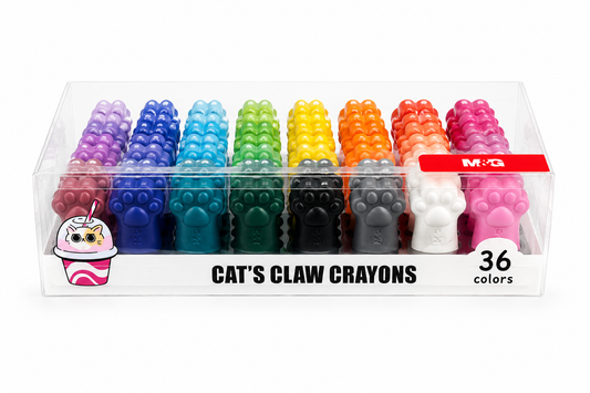 M&G Chenguang So Many Cats Claw Shaped Wax Crayon 36 Colors Bright and Safe Artistic Expression, SMC, Non-Toxic- No:AGMX4174