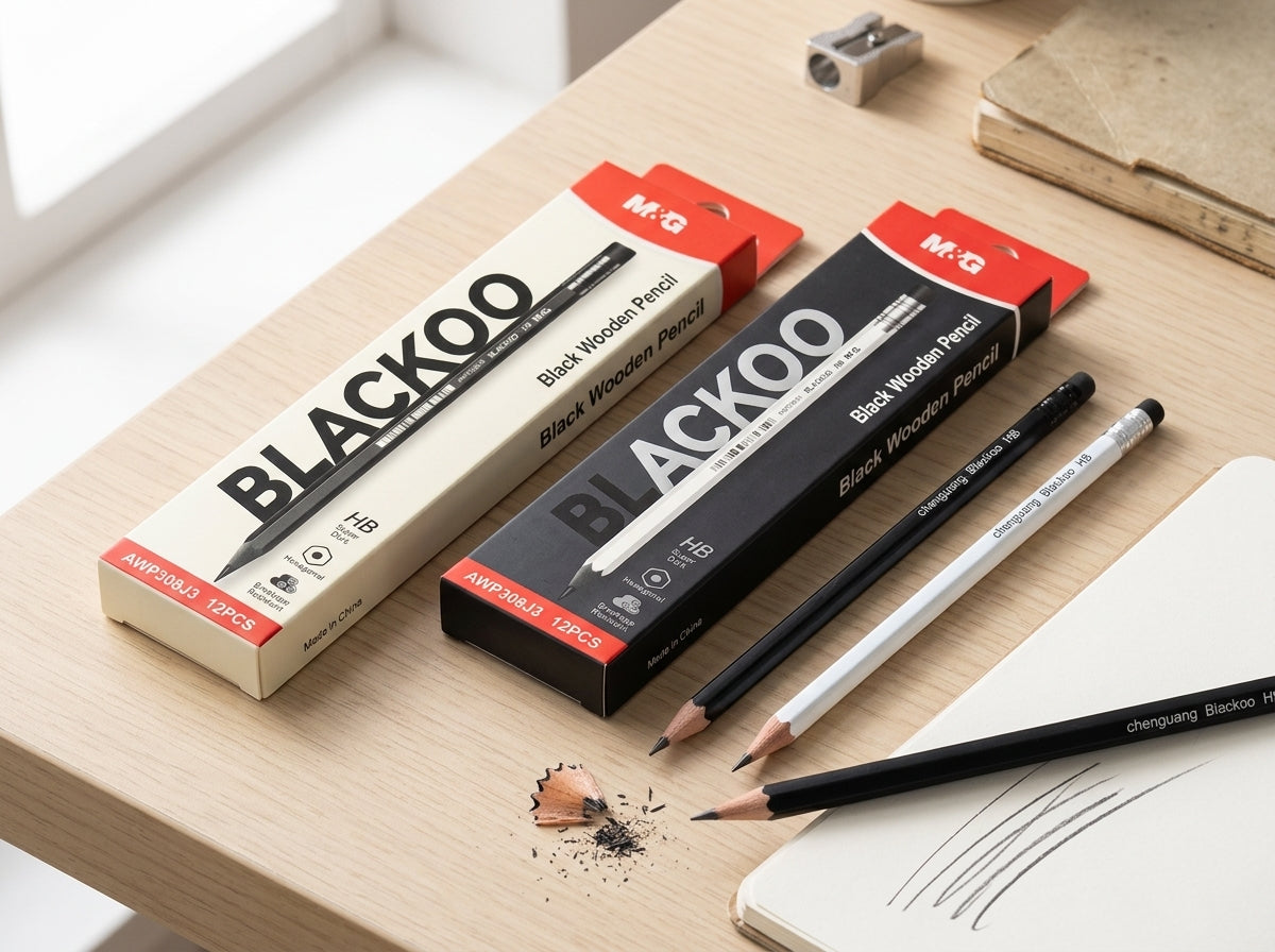 M&G Chenguang Blackoo HB Wooden Pencils – Super Dark Graphite, Break-Resistant Hexagonal Pencils, 12-Pack, School & Office Use  - No: AWP308J3