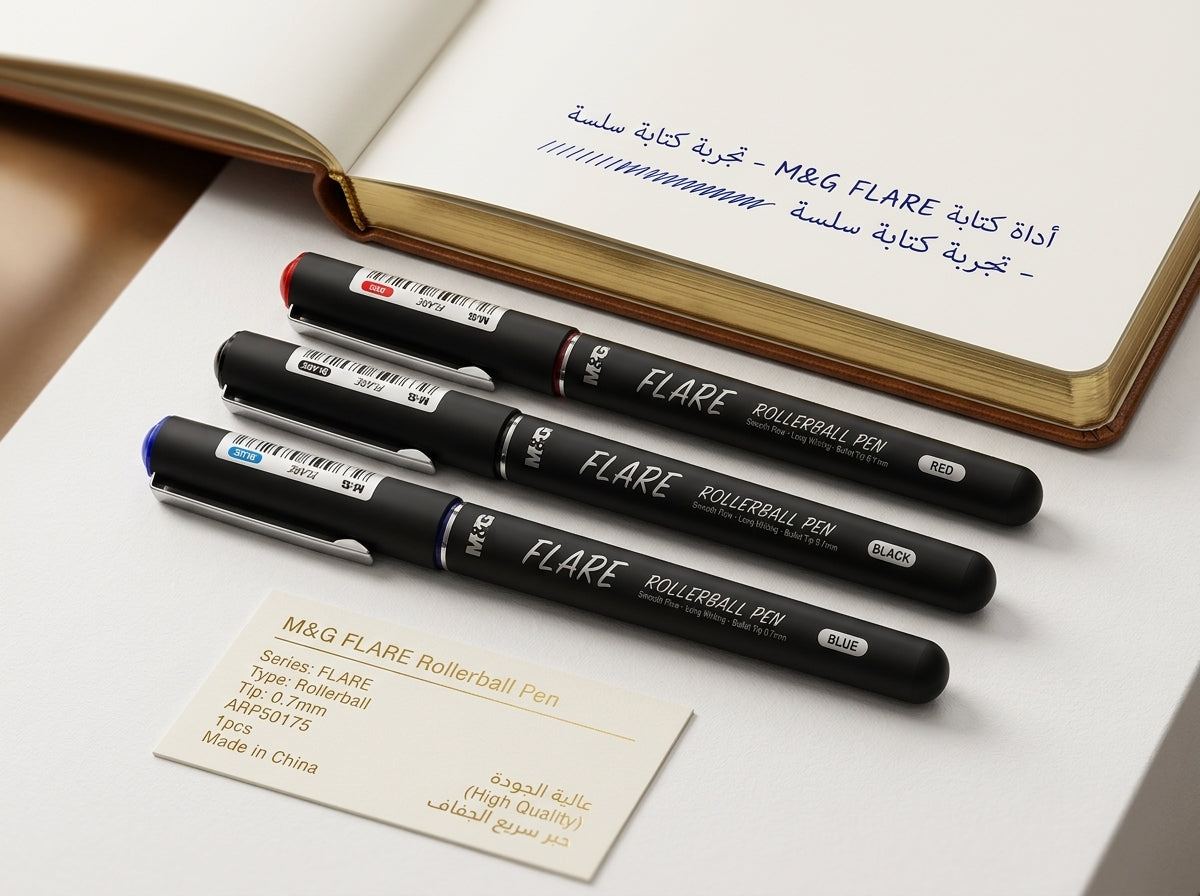 M&G Chenguang FLARE Rollerball Pen 0.7mm – Smooth Writing Gel Ink Pen | Blue, Black & Red - 1pcs - No: ARP50175