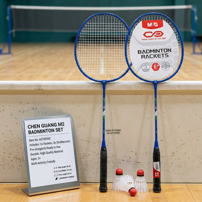M&G Chenguang M2 Badminton Racket Set, 2Pcs Lightweight Vibrant Rackets with 3 Shuttlecocks - No:AST09360