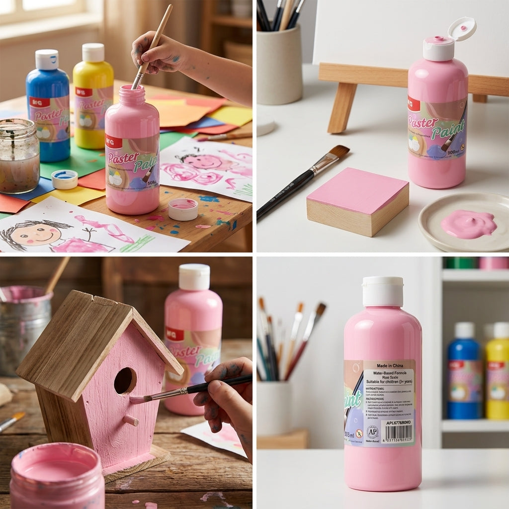 M&G Chenguang Poster Paint 500ml – Pink Water-Based Poster Color for School, Art & Craft Projects - No: APL976R0WD