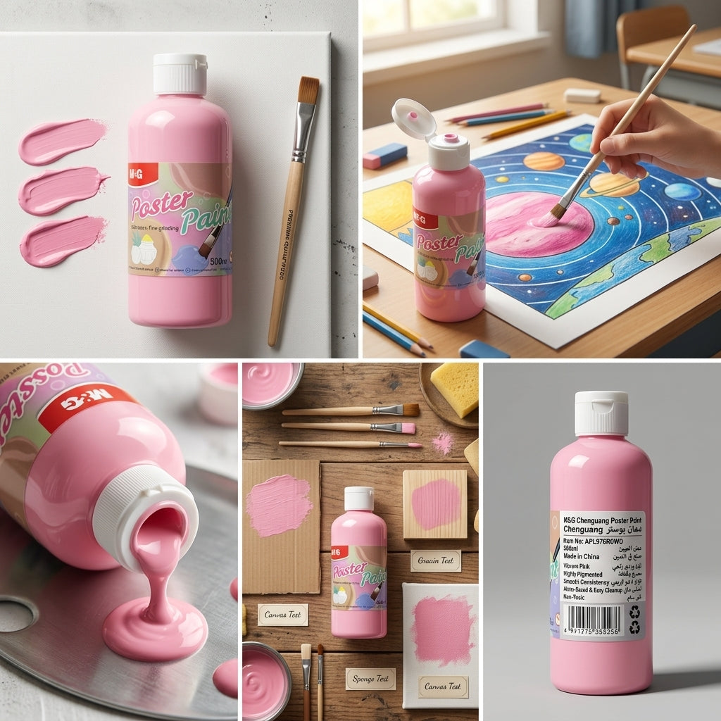 M&G Chenguang Poster Paint 500ml – Pink Water-Based Poster Color for School, Art & Craft Projects - No: APL976R0WD