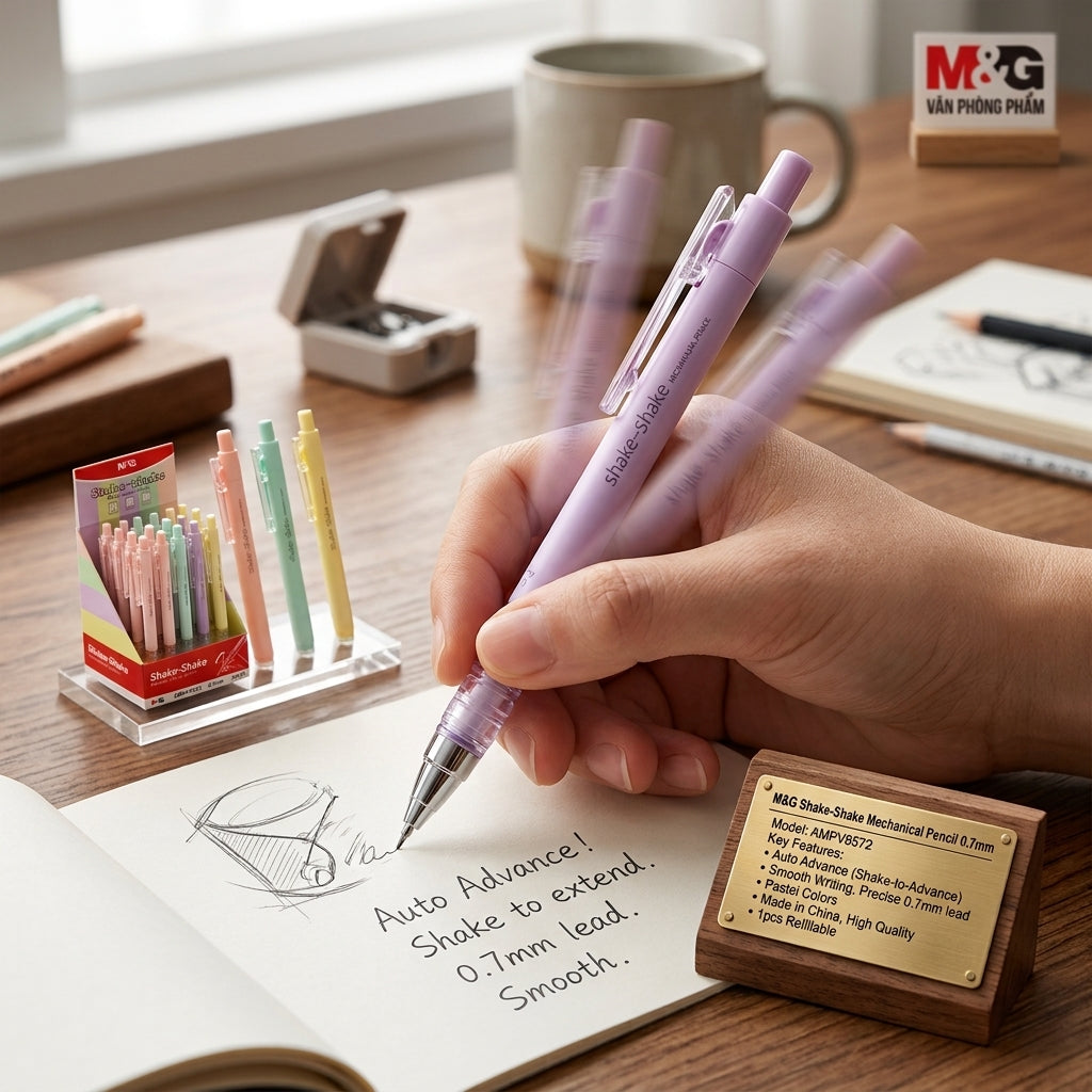 M&G Chenguang Shake-Shake Mechanical Pencil 0.7mm – Auto Advance, Smooth Writing, Pastel Colors - 1pcs - No:AMPV9572