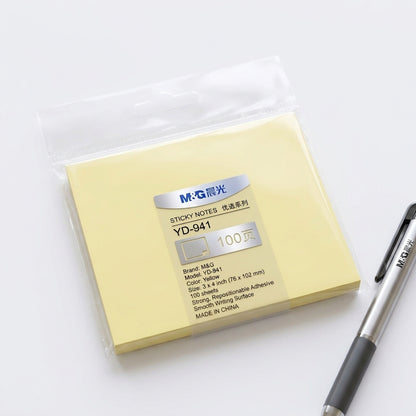 M&G Chenguang Sticky Notes  3 × 4 Inch Yellow Self-Adhesive Memo Pad, 100 Sheets, Repositionable Notes - 1pcs - No:YD-941