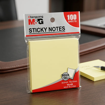 M&G Chenguang Sticky Notes 3 × 3 Inch (76 × 76 mm) – 100 Sheets, Repositionable Self-Adhesive Memo Pad, Yellow - 1pcs - No: YS-65