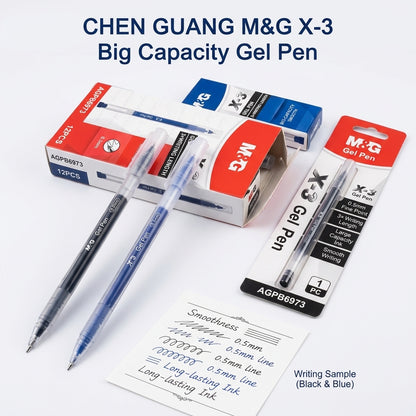 M&G Chenguang X-3 Gel Pen 0.5mm – Large Capacity Smooth Writing Gel Pen, Fine Point, Long Writing Length - 1pcs - No:AGPB6973