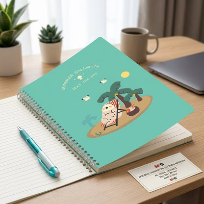 M&G Chenguang Spiral Notebook A4 – Ruled Spiral Bound Notebook, 56 Sheets, 210 × 297 mm, Summer Cha Cha Design - 1pcs - No: APNDB002