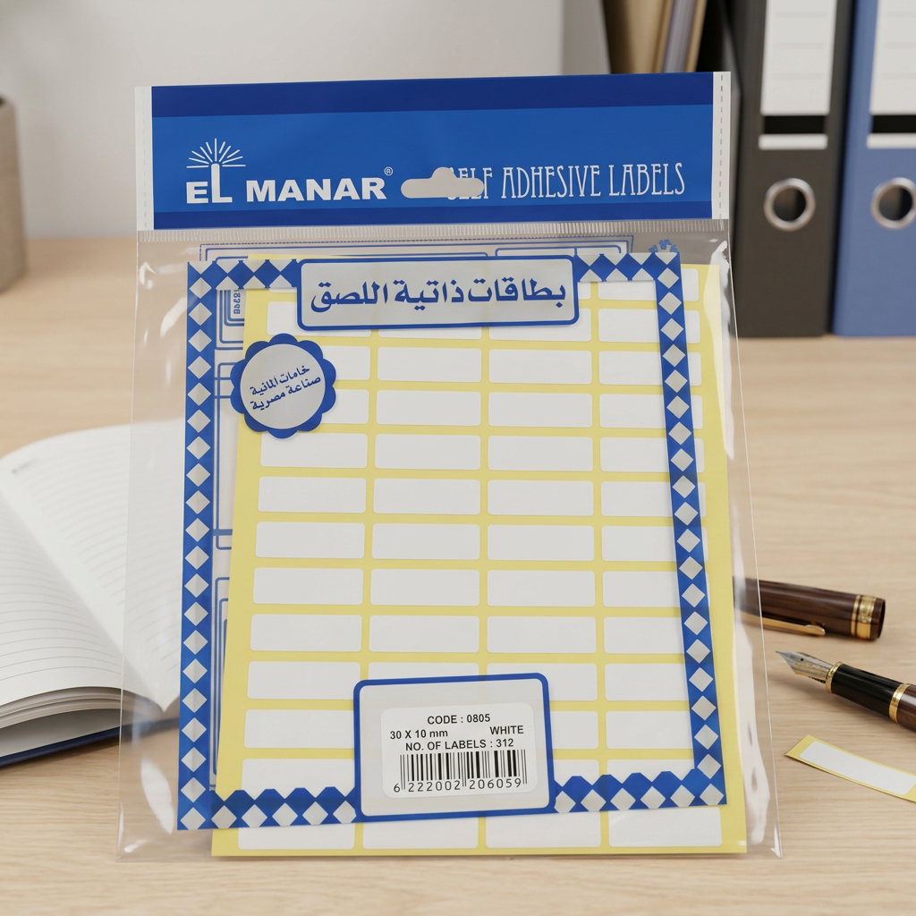 Labeling a file folder with a small white El Manar strip label