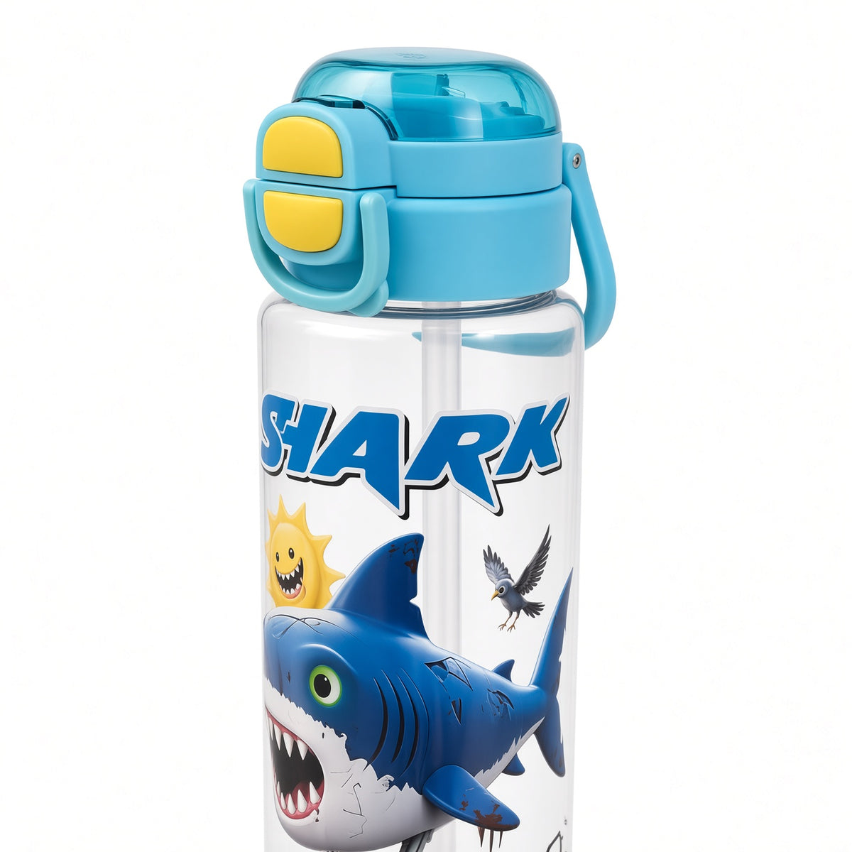 Kids Cartoon Water Bottle with Straw & Flip-Top Lid – 900ml - 1pcs - Assorted Color