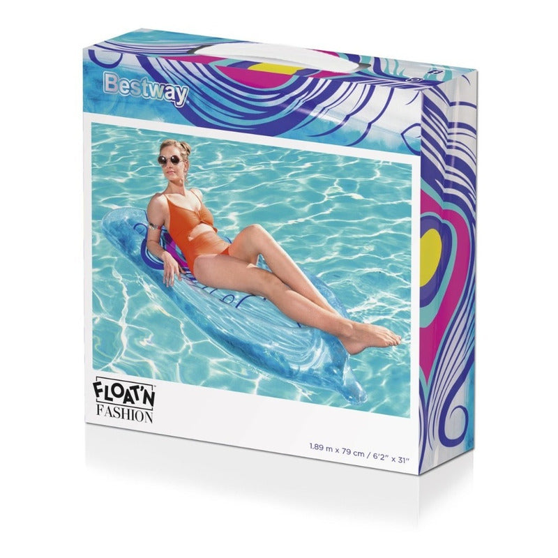 Bestway Transparent Feather Inflatable Pool Float 189x79cm