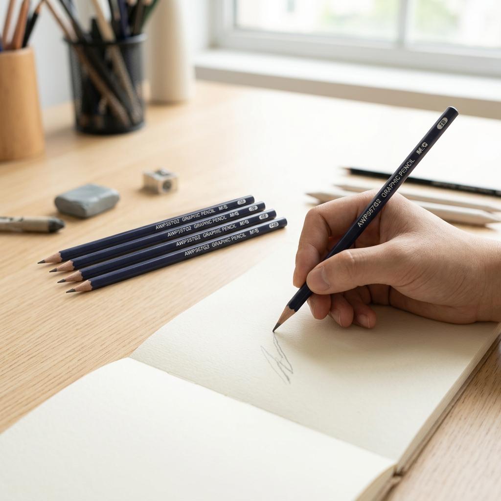 Hand sketching with an M&G graphic pencil, set of 4 nearby