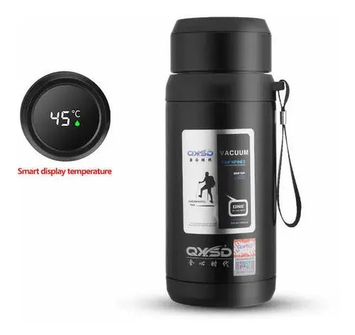 QXSD Stainless Steel Vacuum Flask with Carrying Strap & Cup Lid – 1000ml – Double Wall Insulated Travel Bottle