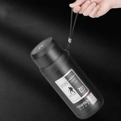 QXSD Stainless Steel Vacuum Flask with Carrying Strap & Cup Lid – 1000ml – Double Wall Insulated Travel Bottle