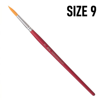 M&G watercolor round brush size 9 studio packshot with size label