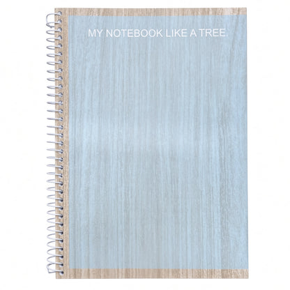 YASSIN Spiral Notebook – 120 Sheets, 70 GSM, 19.8 × 28 cm, Ruled Pages, Wood Design Cover - 1pcs - No: 1339