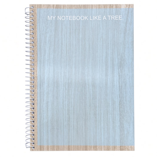 YASSIN Spiral Notebook – 120 Sheets, 70 GSM, 19.8 × 28 cm, Ruled Pages, Wood Design Cover - 1pcs - No: 1339