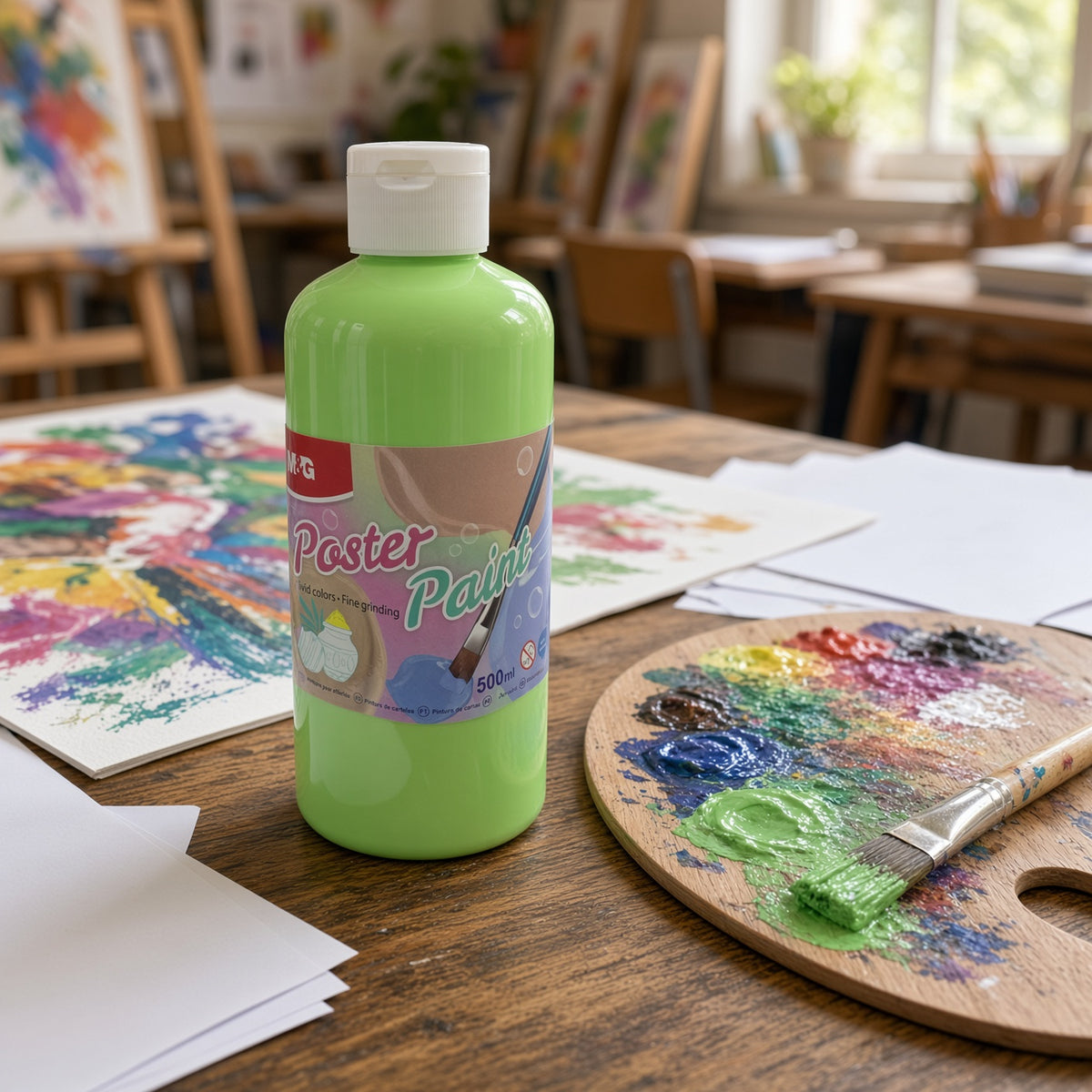 M&G Chenguang Poster Paint 500ml – Vibrant Green Poster Paint, Fine Grinding – Large Size - No: APL976R0H6