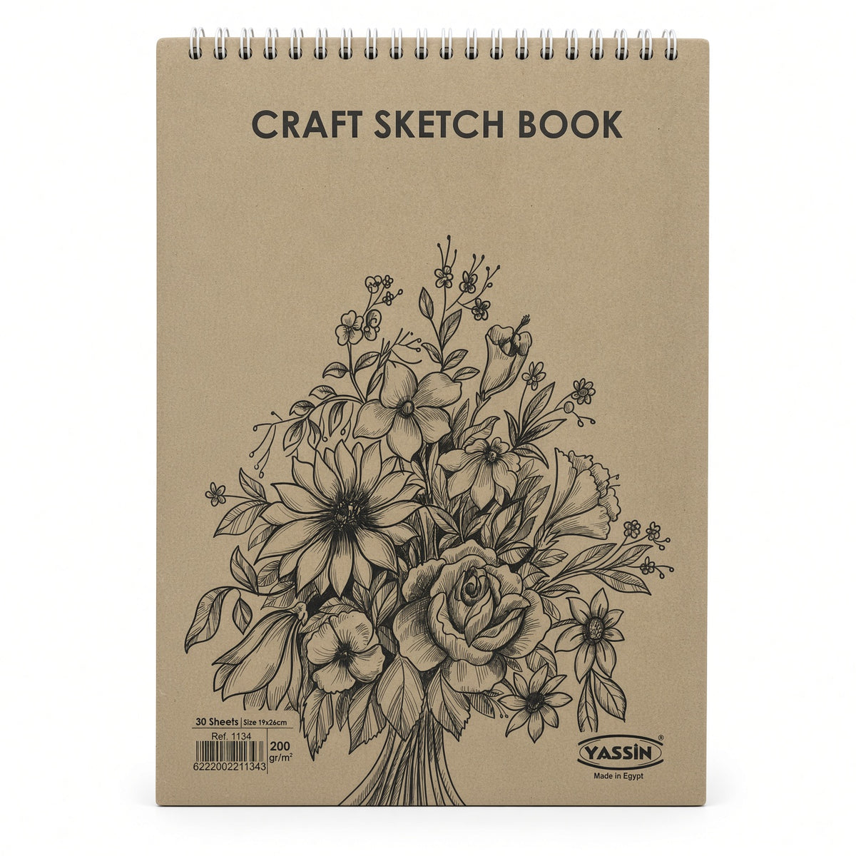 Yassin Brown Craft Sketch Book, 19 × 26 cm, 30 Sheets, 200 GSM - 1pcs - No: 1134
