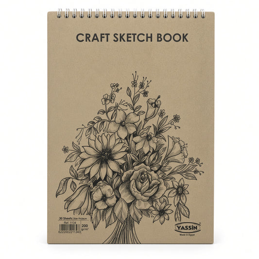 Yassin Brown Craft Sketch Book, 19 × 26 cm, 30 Sheets, 200 GSM - 1pcs - No: 1134
