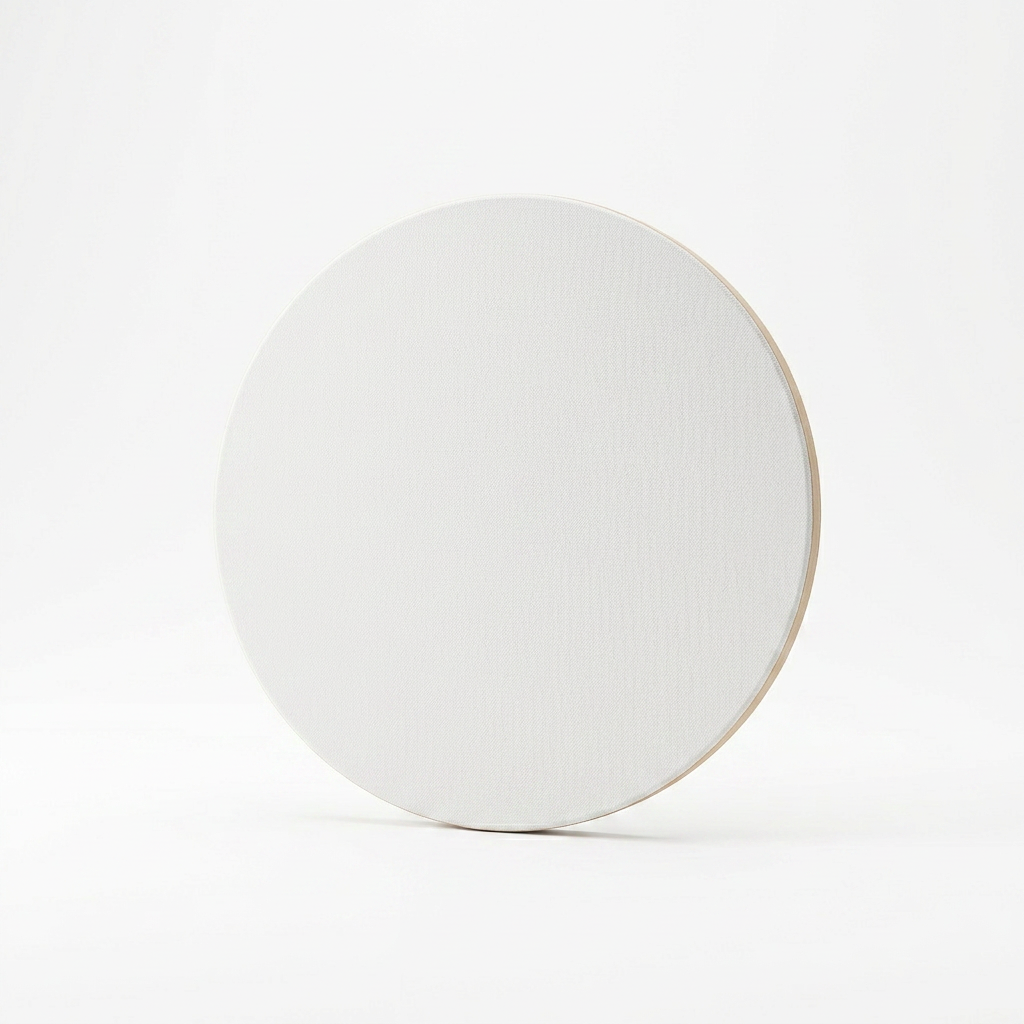 Blank round canvas board studio packshot showing the round shape