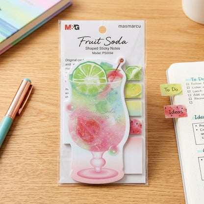 M&G Chenguang Masmarcu Fruit Soda Shaped Sticky Notes with Index Tabs – Decorative Memo Pad & Page Markers, Repositionable Adhesive - 1pcs- No:PS0094