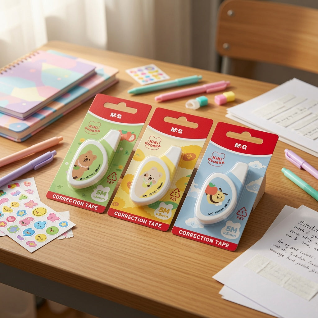 M&G Chenguang Kiki Quokka Mini Correction Tape 5m x 5mm – Cute Instant Dry PET Correction Tape, Assorted Designs - 1pcs - No: ACT52577