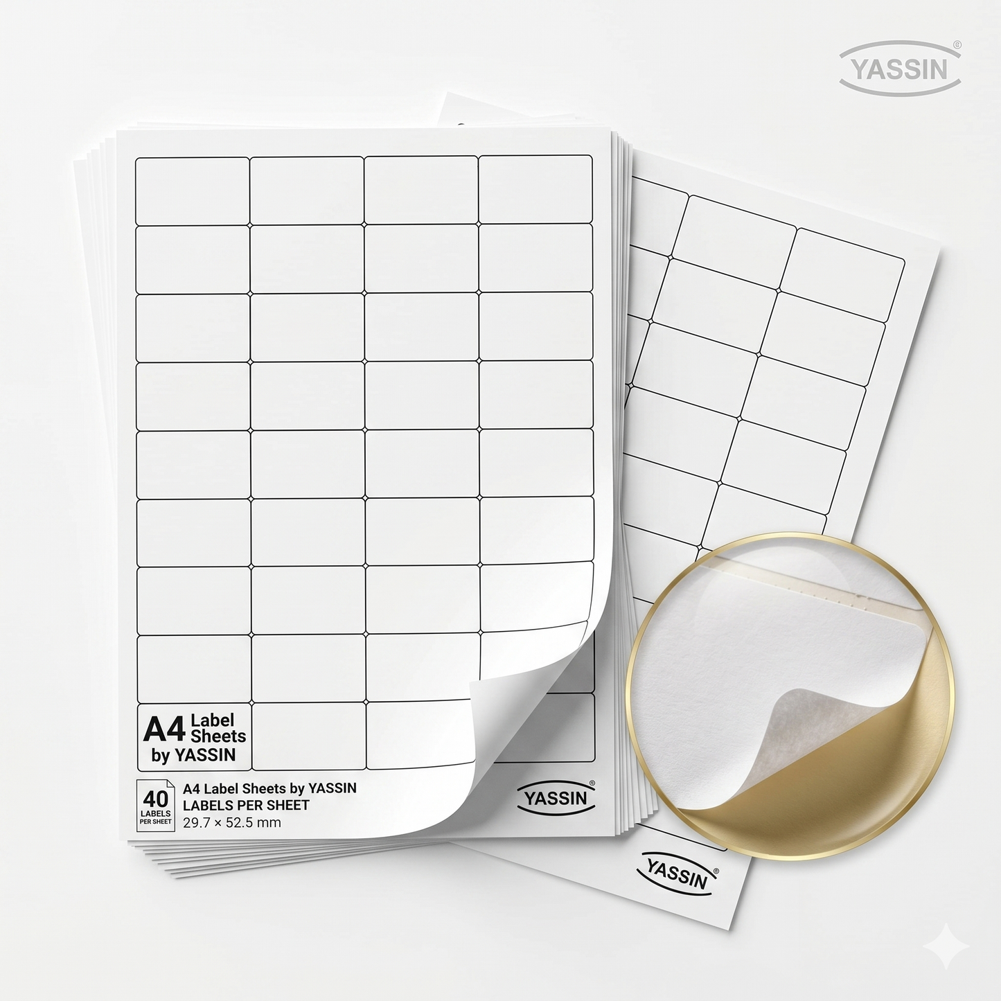 Yassin Pack of Label Yassin A4 - Size(29.7*52.5mm) 40 in sheet - 100 sheets