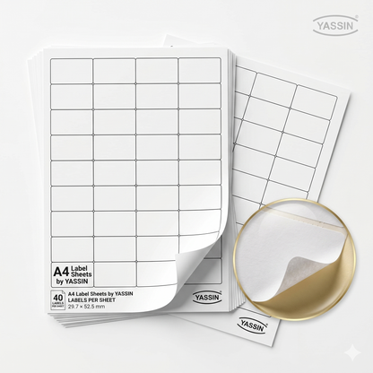 Yassin Pack of Label Yassin A4 - Size(29.7*52.5mm) 40 in sheet - 100 sheets