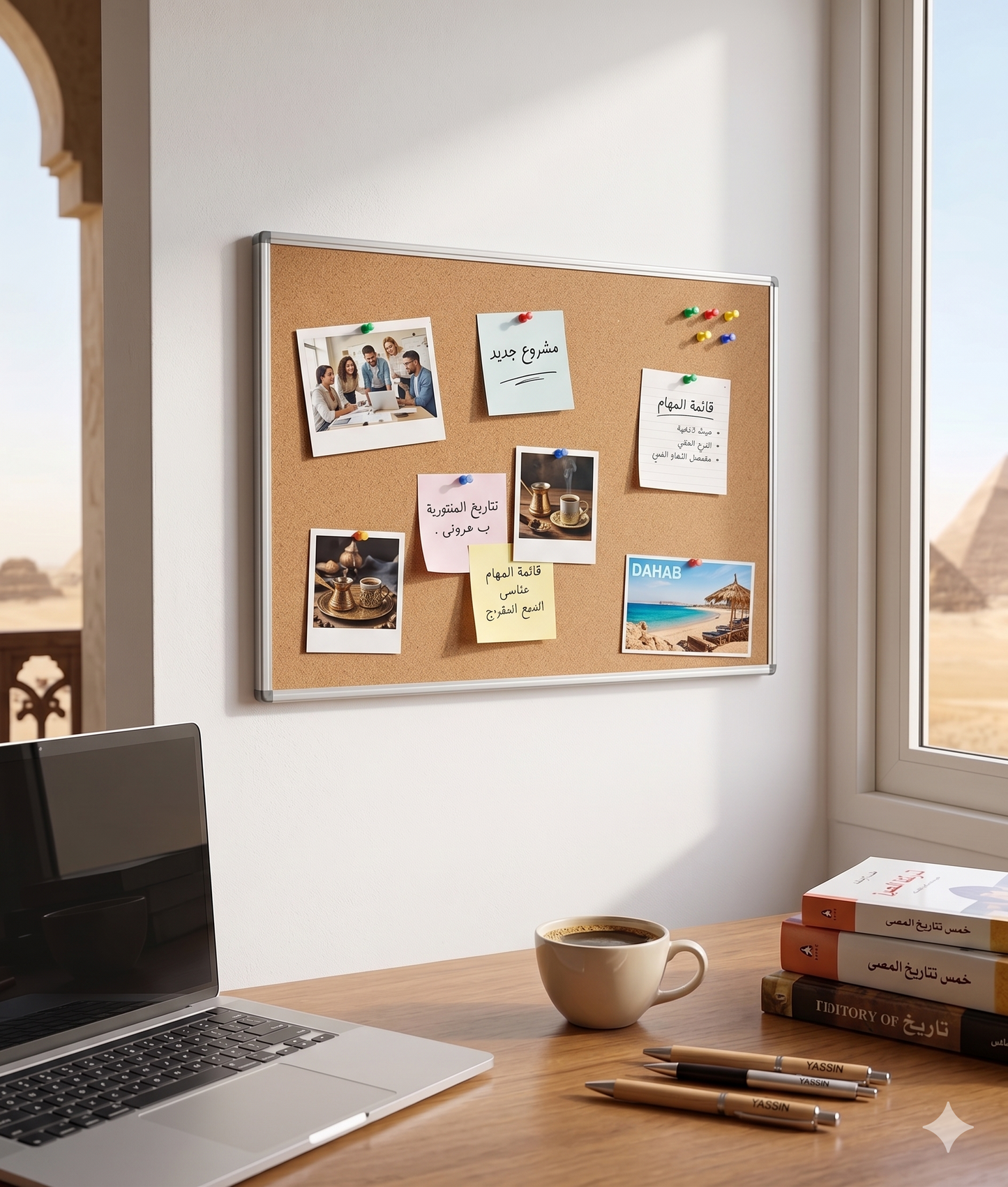 Yassin Cork Board with Metal Frame 60x90cm