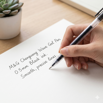 M&G Chenguang Wave Gel Pen 0.5mm Black – Super Smooth Writing Stick Gel Pen (AGPB4271)