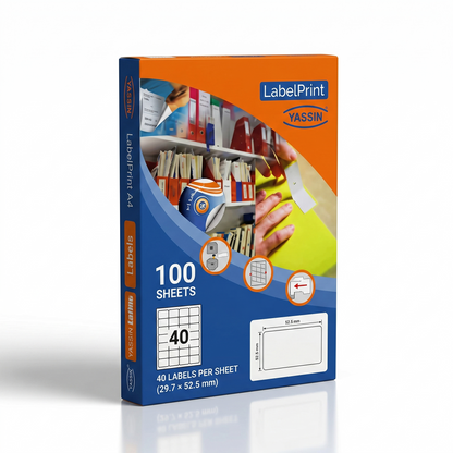 Yassin Pack of Label Yassin A4 - Size(29.7*52.5mm) 40 in sheet - 100 sheets