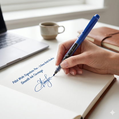 Pilot Wide Signature Pen 0.6mm – Liquid Ink Fiber Pen for Smooth Writing & Signing