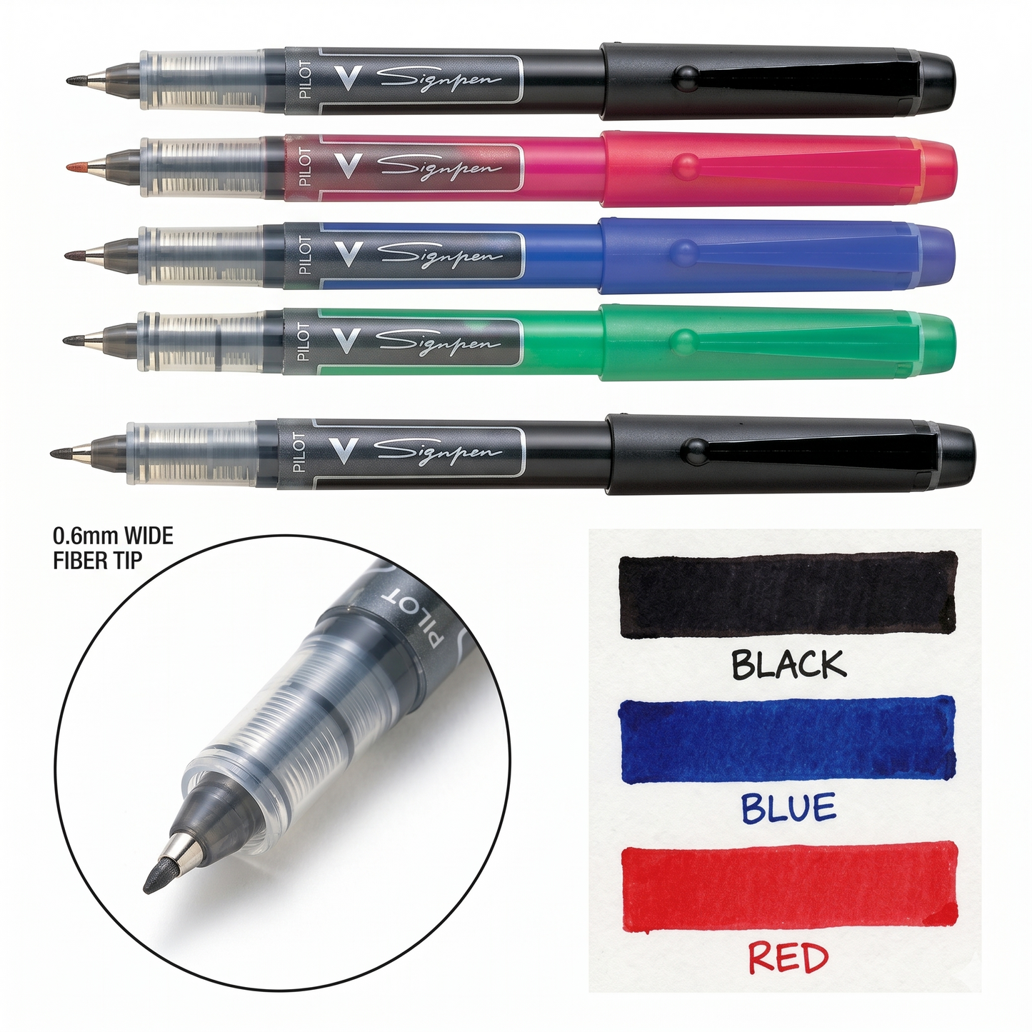 Pilot Wide Signature Pen 0.6mm – Liquid Ink Fiber Pen for Smooth Writing & Signing