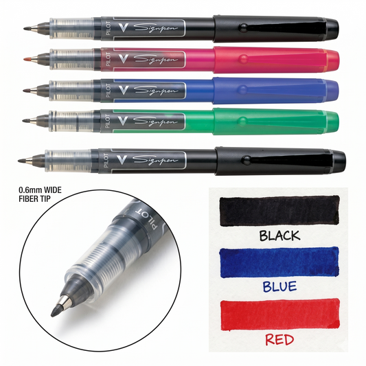 Pilot Wide Signature Pen 0.6mm – Liquid Ink Fiber Pen for Smooth Writing & Signing