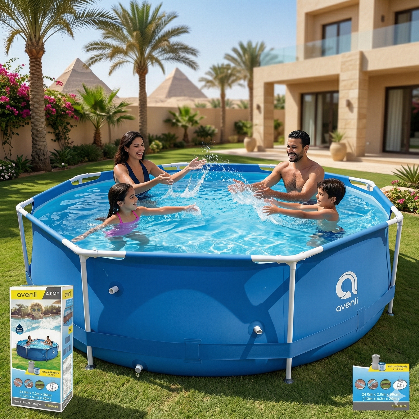 Jilong Avenli Blue Round steel frame 3.00m*76cm pools family swimming Pool with Filter Pump 300gal - No: 17798EU