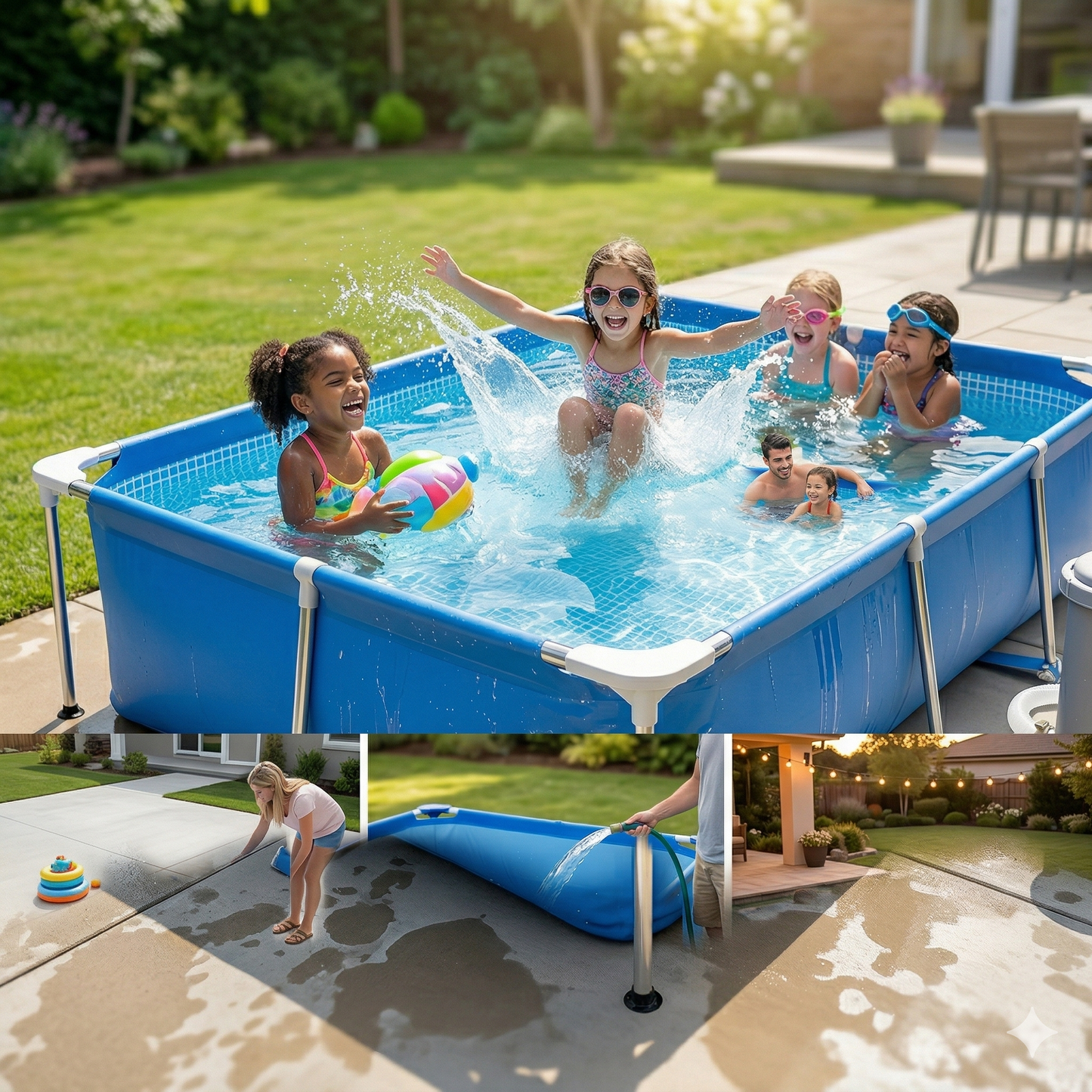 Jilong Avenli Above Ground Pool frame rectangular with filter 258*179*66 cm - No:17805EU