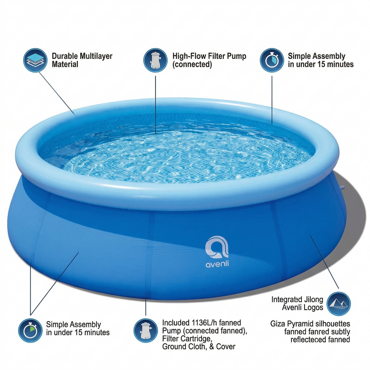 Jilong Avenli inflatable Prompt Set Pool 3.0m*76cm with filter pump - No:17793EU