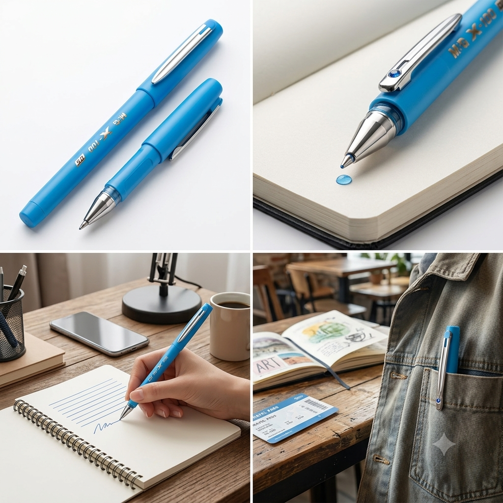 M&G Chenguang X-100 Gel Pen 0.5mm – Smooth Quick-Dry Blue Ink Pen for School, Office & Daily Writing - 1pcs - No: AGPV8671