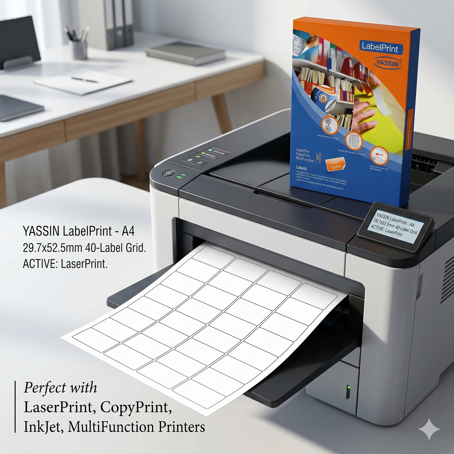 Yassin Pack of Label Yassin A4 - Size(29.7*52.5mm) 40 in sheet - 100 sheets