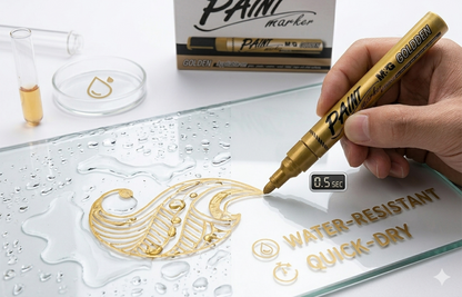 M&G Chenguang Permanent Metallic Paint Marker Pens for Multi-Surface Oil-Based Marker - Gold - 1pcs- No:AOMY8571