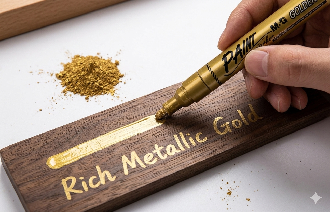 M&G Chenguang Permanent Metallic Paint Marker Pens for Multi-Surface Oil-Based Marker - Gold - 1pcs- No:AOMY8571